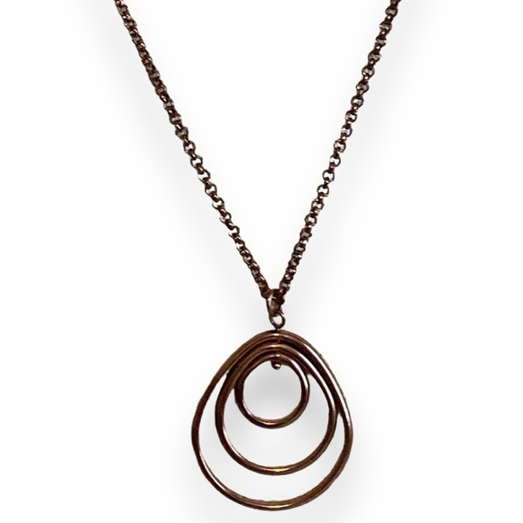 Jewelry - Dangly Teardrop Necklace Geometric Rose Gold Tone 16”